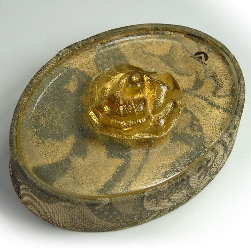 Trinket box, gold gobelin, transparent Murano glass, Italy, 1970s. - 322947