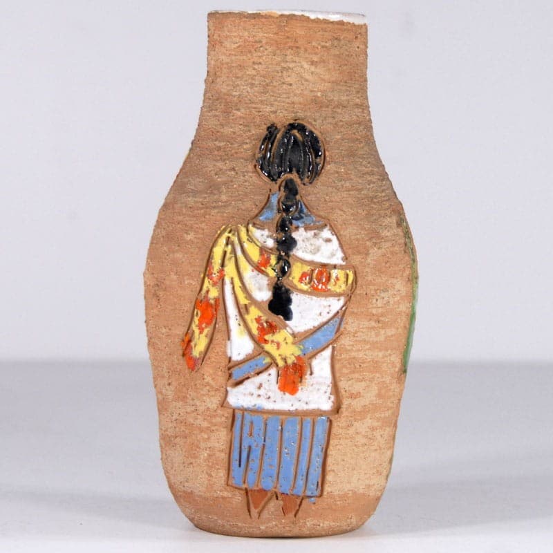 Vase sgraffito, brown white, ceramics, Fratelli Fanciullacci, Italy, 1960s. - 322872