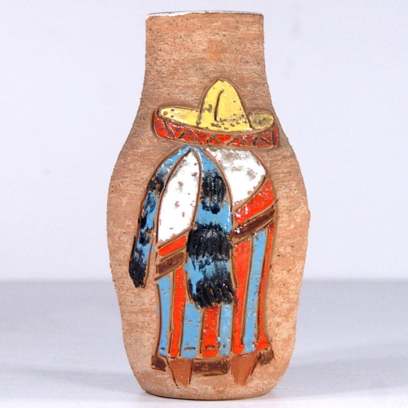 Vase sgraffito, brown white, ceramics, Fratelli Fanciullacci, Italy, 1960s. - 322871