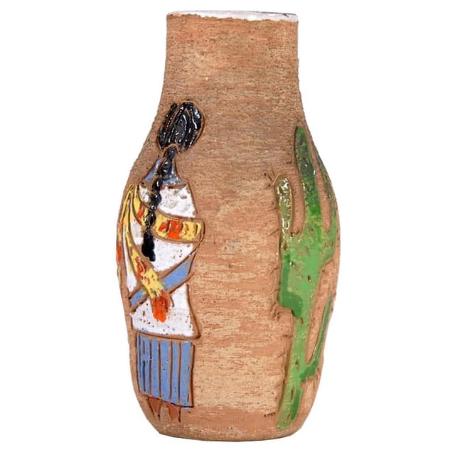 Vase sgraffito, brown white, ceramics, Fratelli Fanciullacci, Italy, 1960s. - DIMENSION