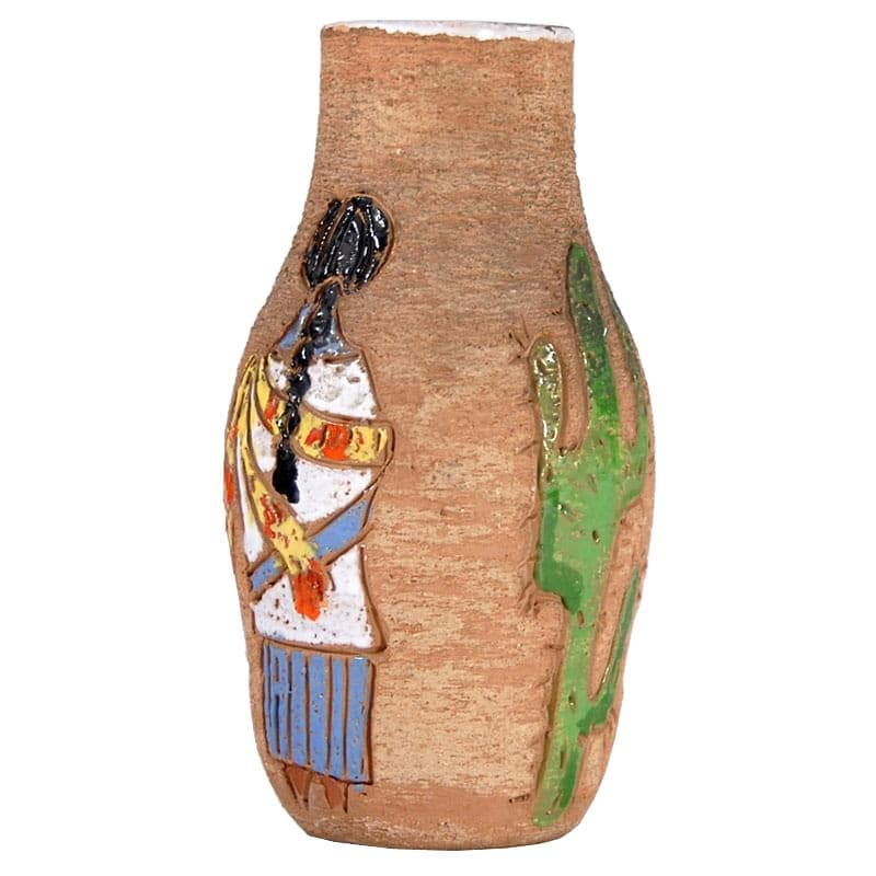Vase sgraffito, brown white, ceramics, Fratelli Fanciullacci, Italy, 1960s.