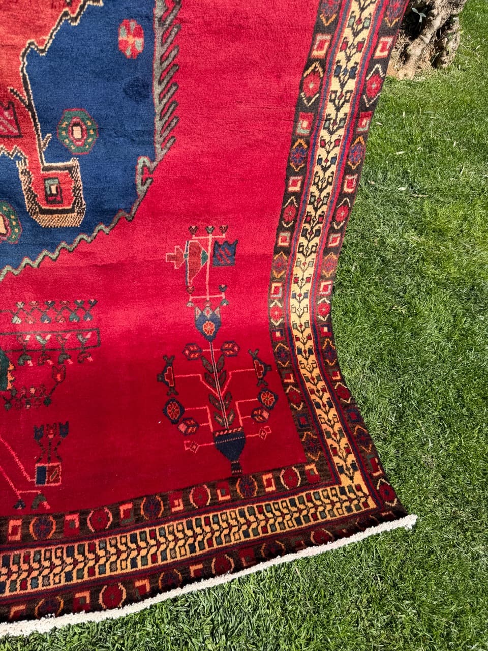Rug Hamadan 240x170 cm, red blue green beige gold black brown, wool, Iran - 322974