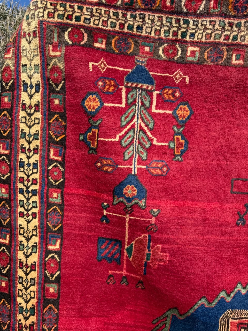 Rug Hamadan 240x170 cm, red blue green beige gold black brown, wool, Iran - 322979