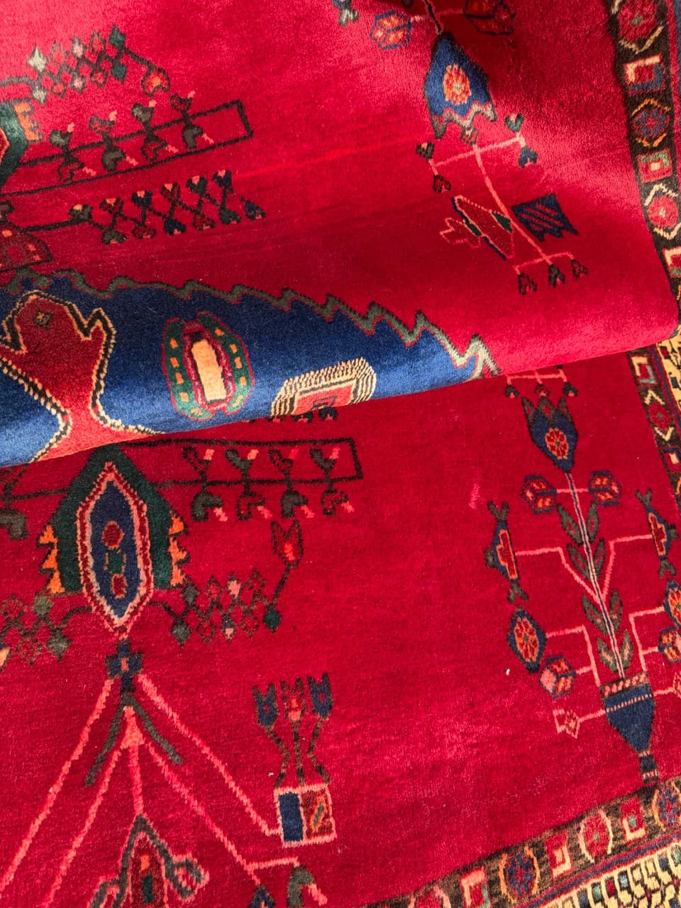 Rug Hamadan 240x170 cm, red blue green beige gold black brown, wool, Iran - 322978