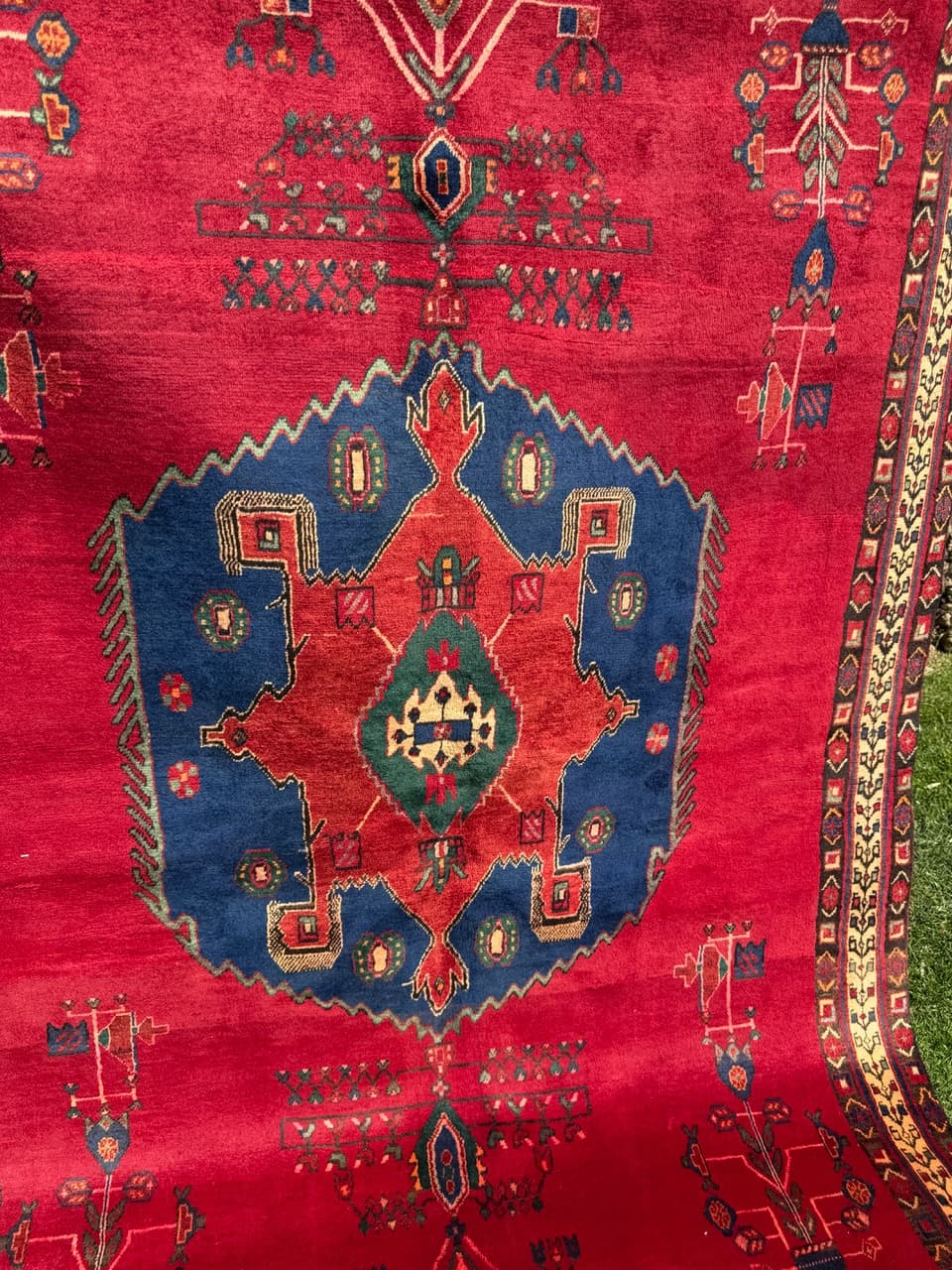 Rug Hamadan 240x170 cm, red blue green beige gold black brown, wool, Iran - 322984