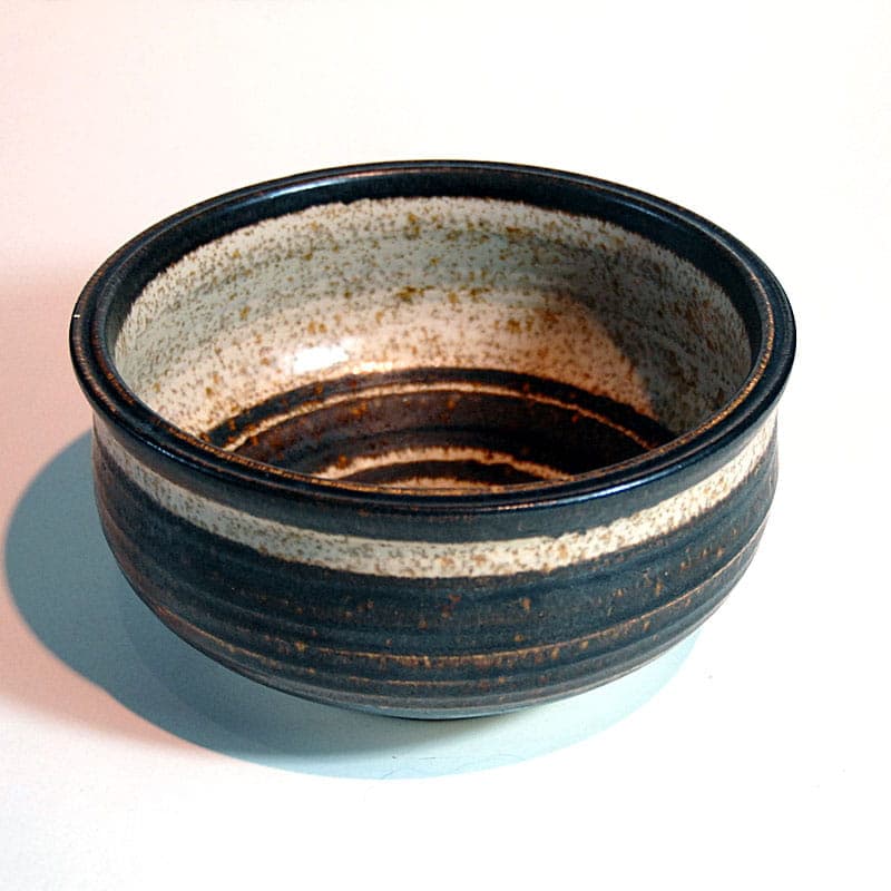 Miska ceramiczna brązowa kremowa żółta, proj. P. Engdtrom, Dania, lata 60. - 323960