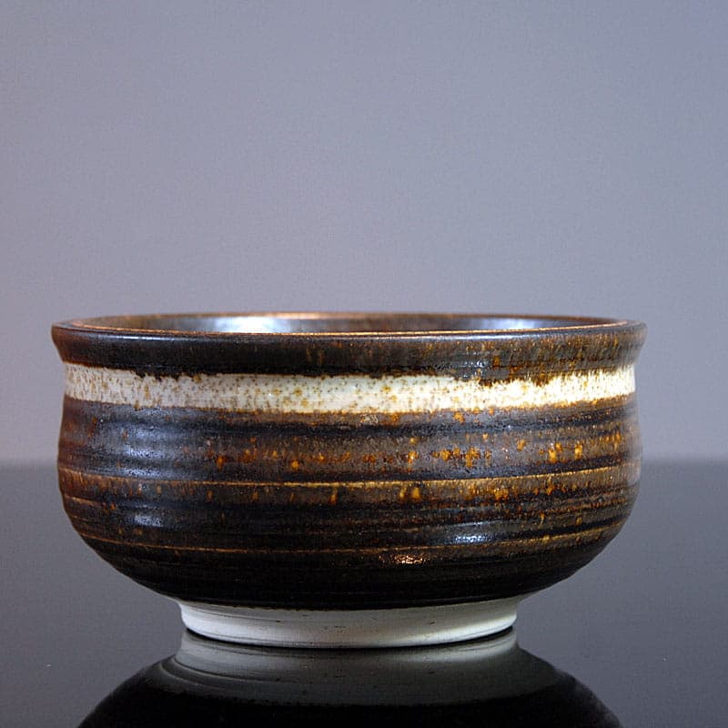 Miska ceramiczna brązowa kremowa żółta, proj. P. Engdtrom, Dania, lata 60. - 323958