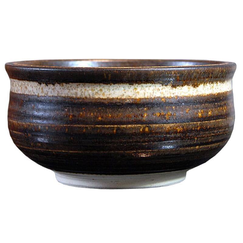 Miska ceramiczna brązowa kremowa żółta, proj. P. Engdtrom, Dania, lata 60.