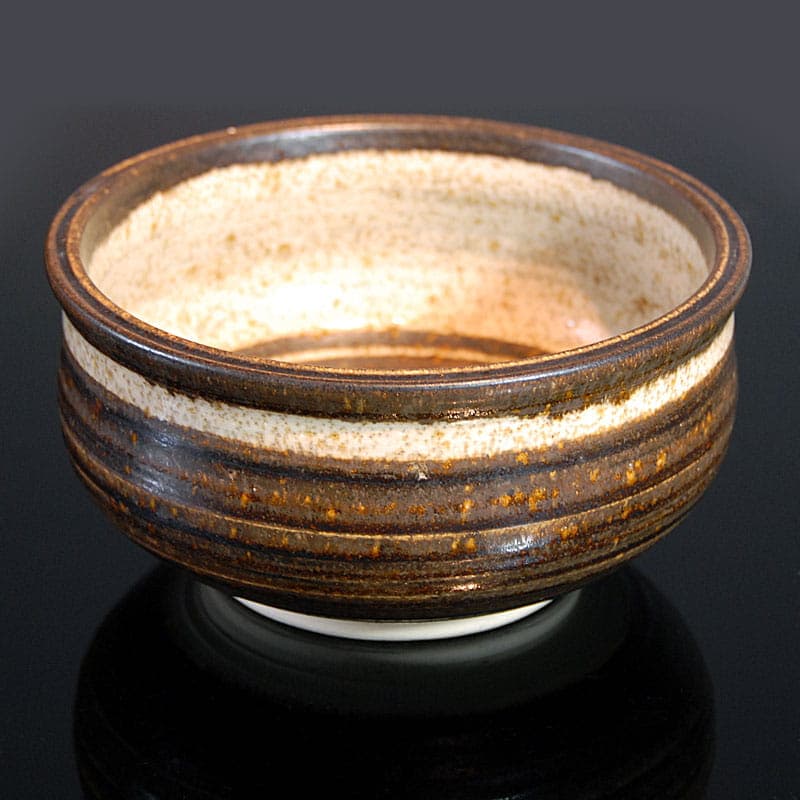 Miska ceramiczna brązowa kremowa żółta, proj. P. Engdtrom, Dania, lata 60. - 323961