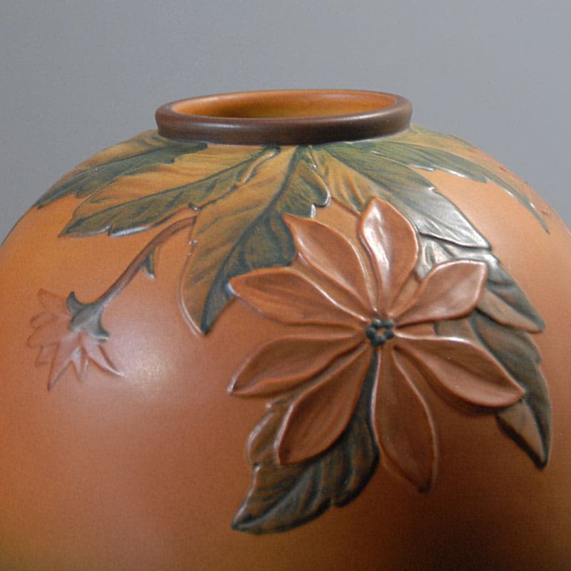 Vase Ipsen, ceramic, orange green brown black, Denmark, 1920s. - 323943