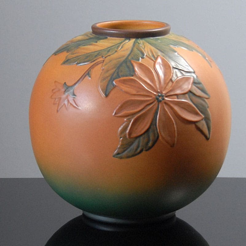 Vase Ipsen, ceramic, orange green brown black, Denmark, 1920s. - 323940