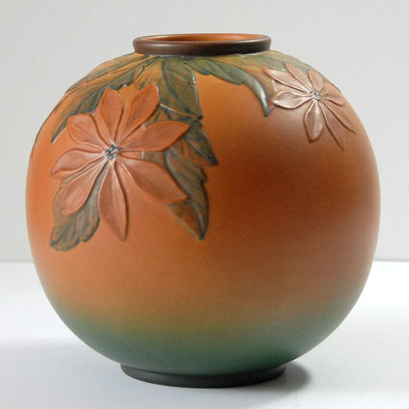 Vase Ipsen, ceramic, orange green brown black, Denmark, 1920s. - 323942