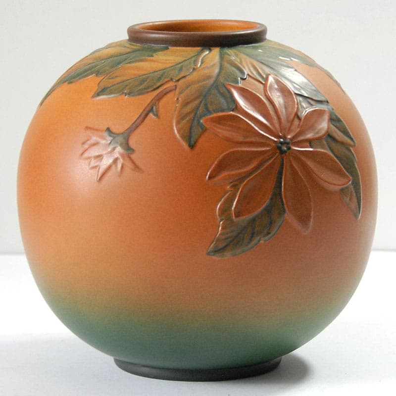 Vase Ipsen, ceramic, orange green brown black, Denmark, 1920s. - 323941