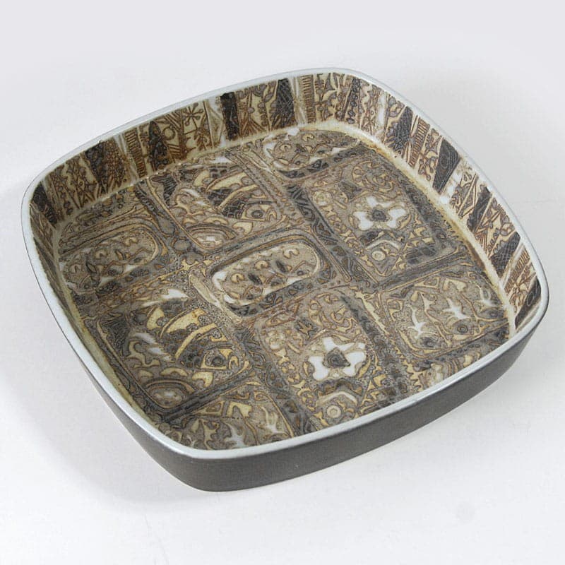 Patera Baca, ceramika brązowa, proj. N. Thorsson, Royal Copenhagen, Dania, lata 60. - 323935