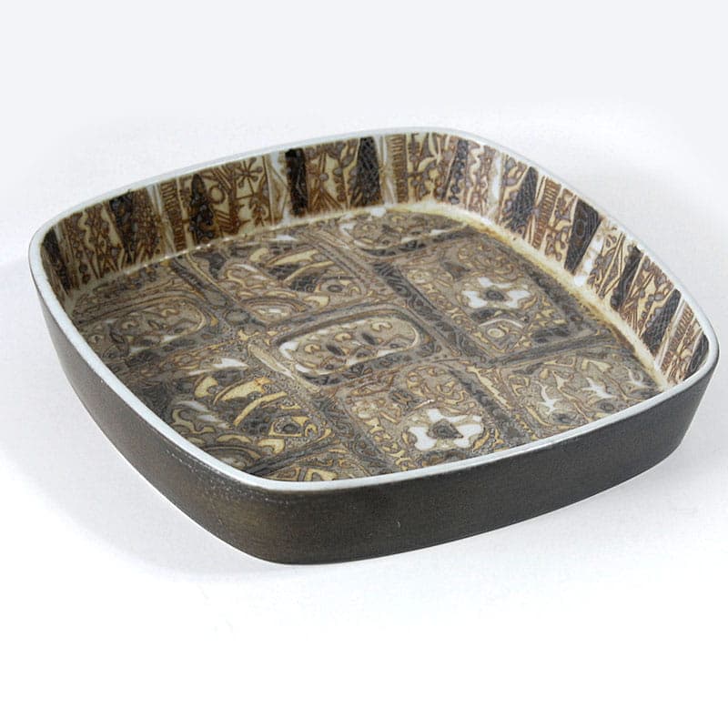 Patera Baca, ceramika brązowa, proj. N. Thorsson, Royal Copenhagen, Dania, lata 60. - 323934