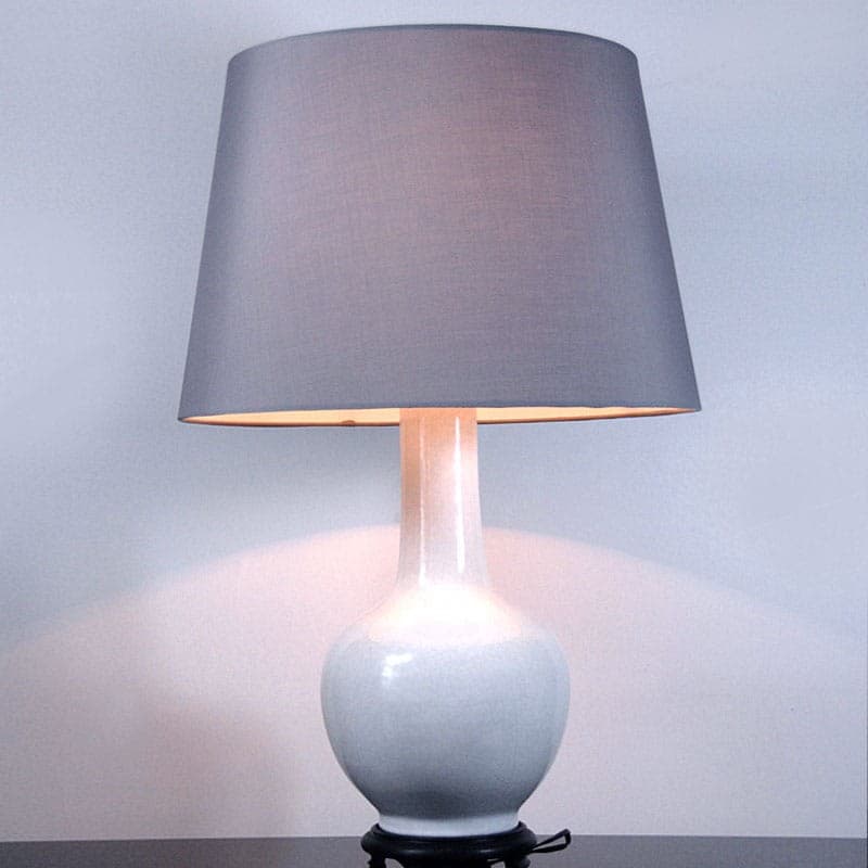 Table Lamp, white ceramic, dark wood, Italy, 1960s. - 323905