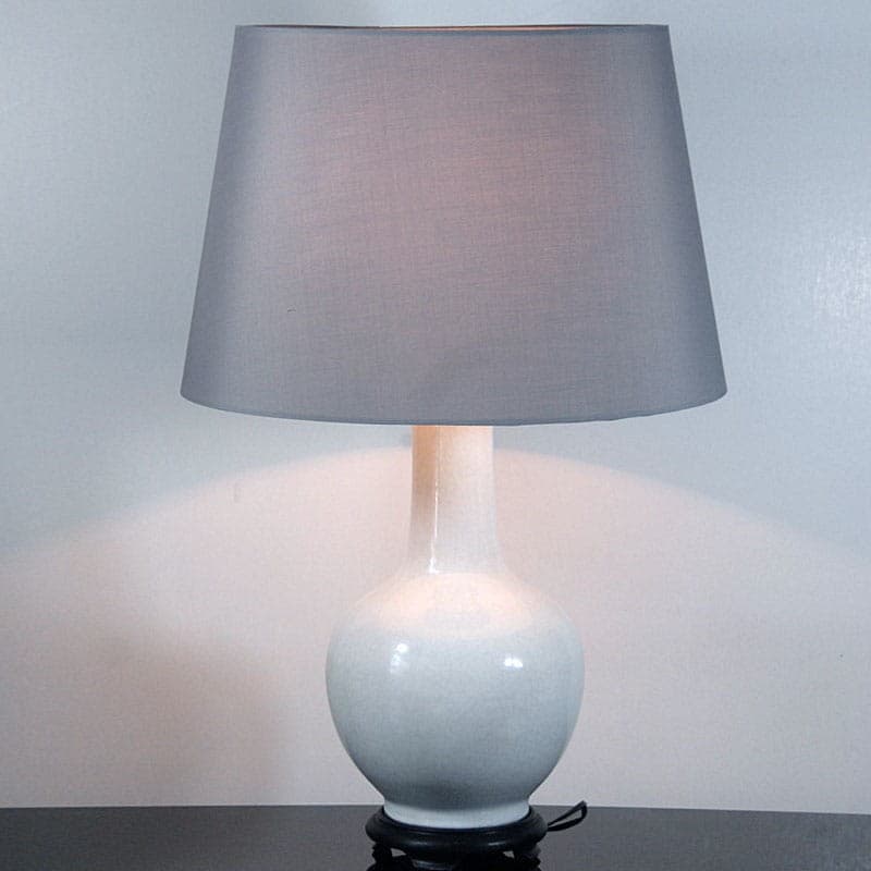 Table Lamp, white ceramic, dark wood, Italy, 1960s. - 323906