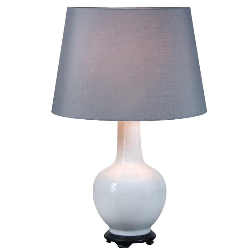 Lampa stołowa, ceramika biała, drewno ciemny, Włochy, lata 60.