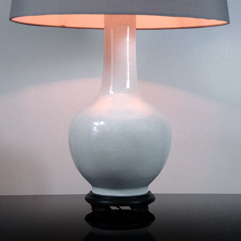 Table Lamp, white ceramic, dark wood, Italy, 1960s. - 323907