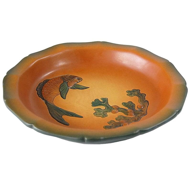 Centerpiece Ipsen, ceramic orange green brown, Denmark, 1920s.
