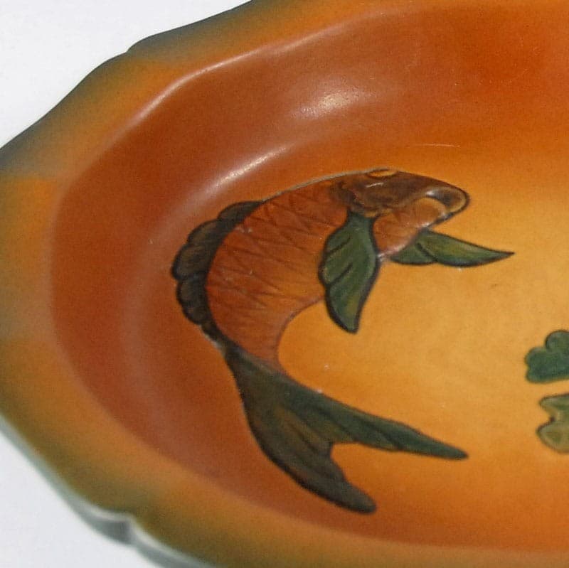 Centerpiece Ipsen, ceramic orange green brown, Denmark, 1920s. - 323830