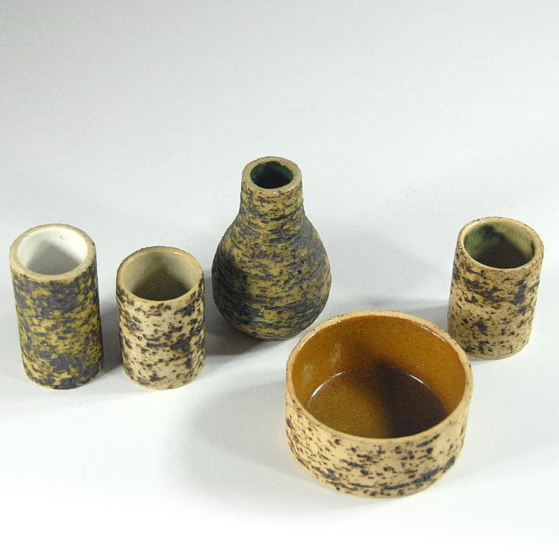 Set of Five Decorative Objects, P. Groeneveldt Style, beige black, stoneware, Europe, 1970s. - 323810