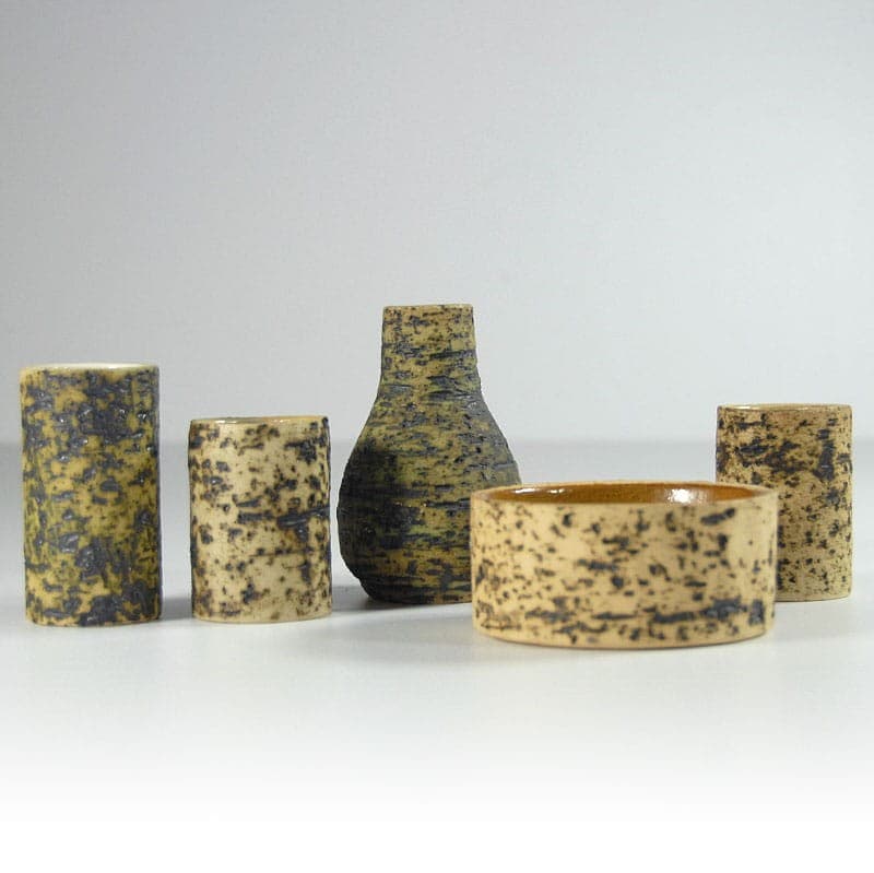 Set of Five Decorative Objects, P. Groeneveldt Style, beige black, stoneware, Europe, 1970s. - 323809