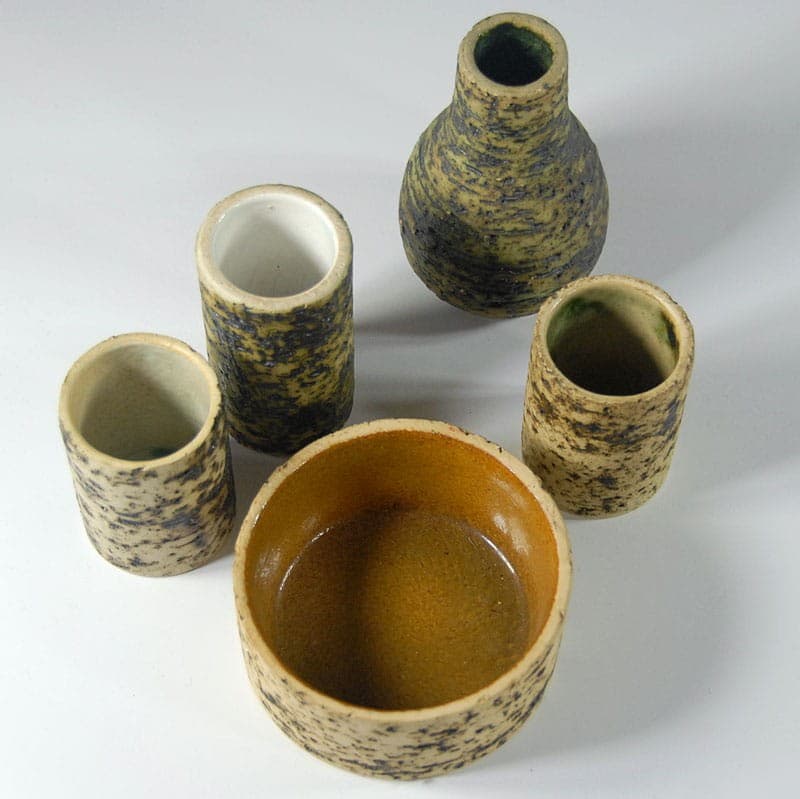Set of Five Decorative Objects, P. Groeneveldt Style, beige black, stoneware, Europe, 1970s. - 323812