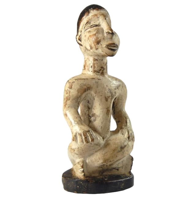 Yombe Sculpture, beige brown black wood, Congo - DIMENSION