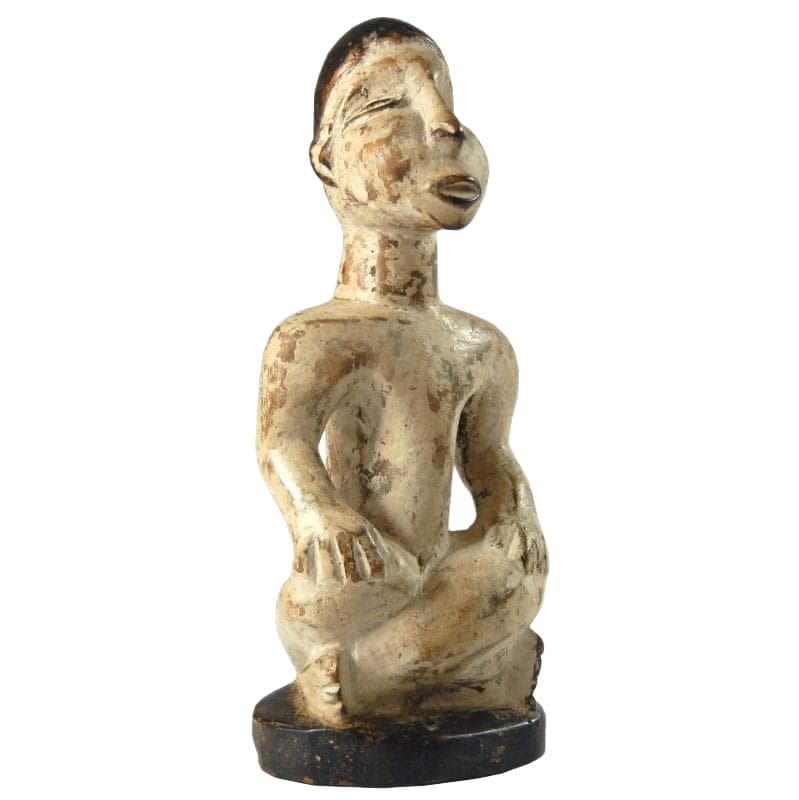 Yombe Sculpture, beige brown black wood, Congo