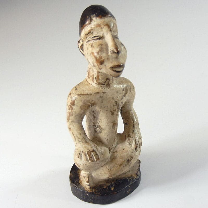 Yombe Sculpture, beige brown black wood, Congo - 323804