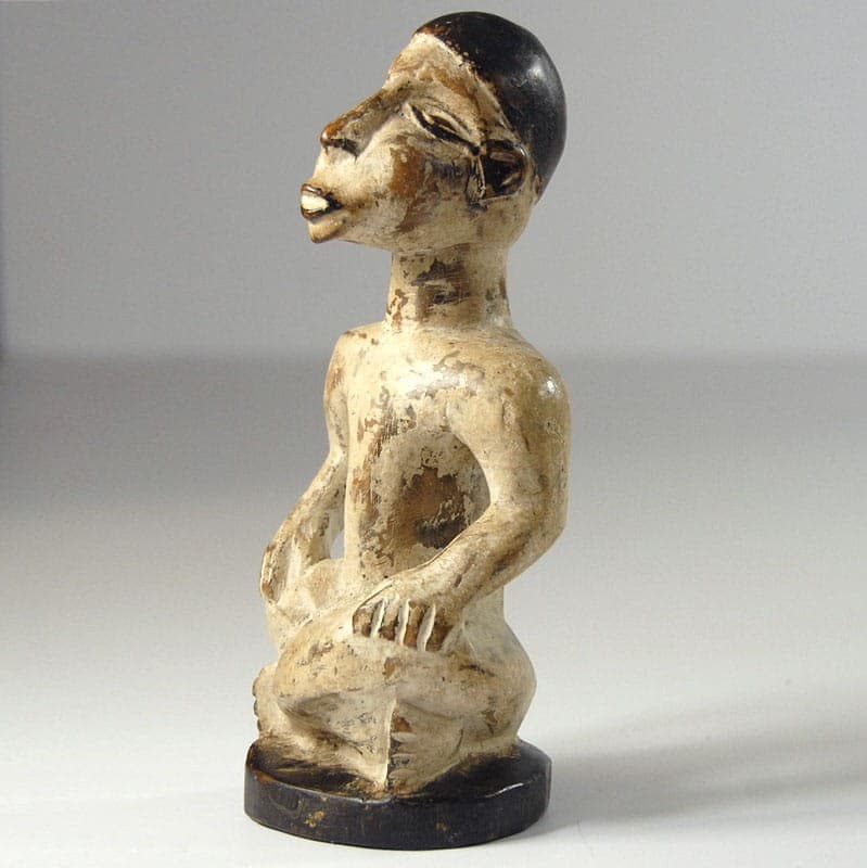 Yombe Sculpture, beige brown black wood, Congo - 323805