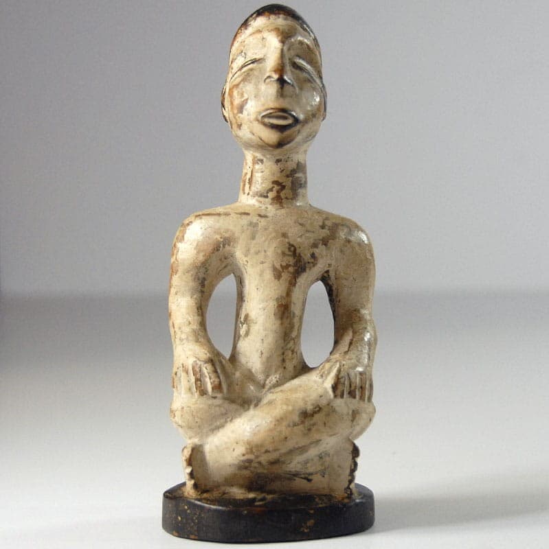 Yombe Sculpture, beige brown black wood, Congo - 323806