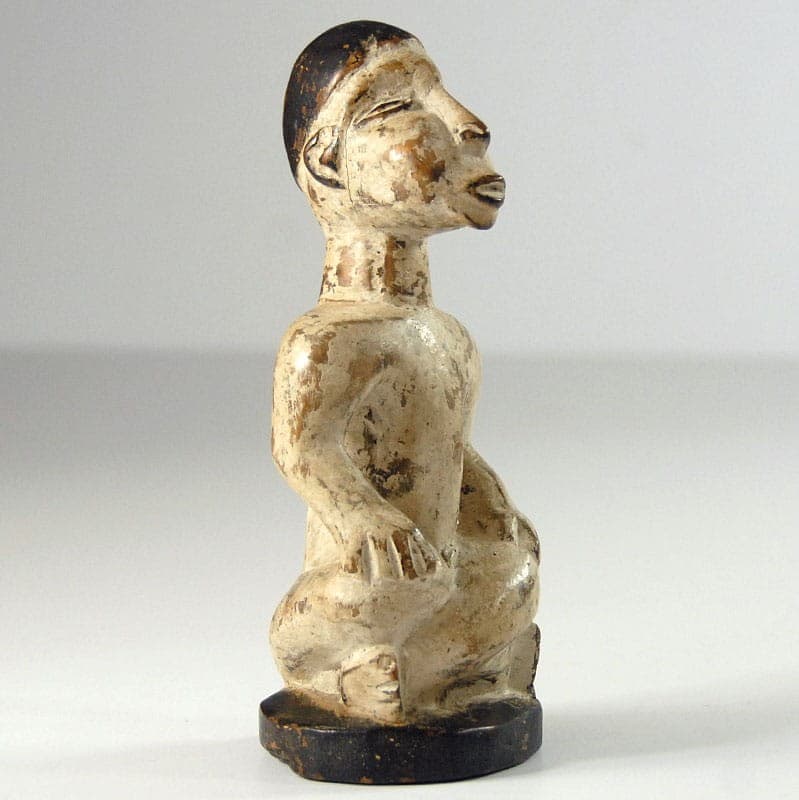 Yombe Sculpture, beige brown black wood, Congo - 323803