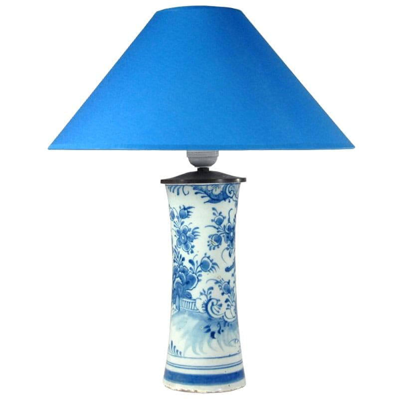 Lampa stołowa Delft, biały niebieski, fajans tkanina, Holandia, XVIII/XIX w.