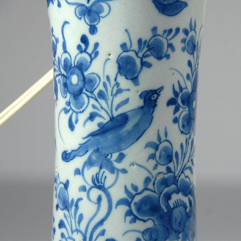 Lampa stołowa Delft, biały niebieski, fajans tkanina, Holandia, XVIII/XIX w. - 323799
