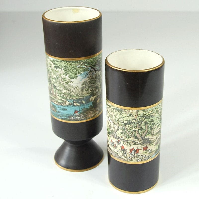 Pair of vases Colonnata, black ceramic, Italy, 1950s. - 323788