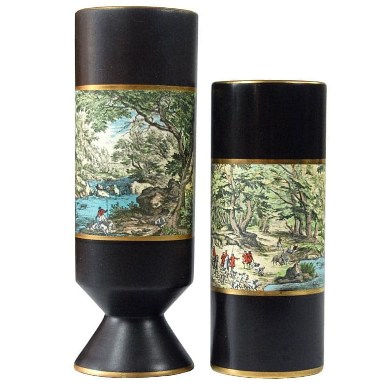Pair of vases Colonnata, black ceramic, Italy, 1950s. - 323789