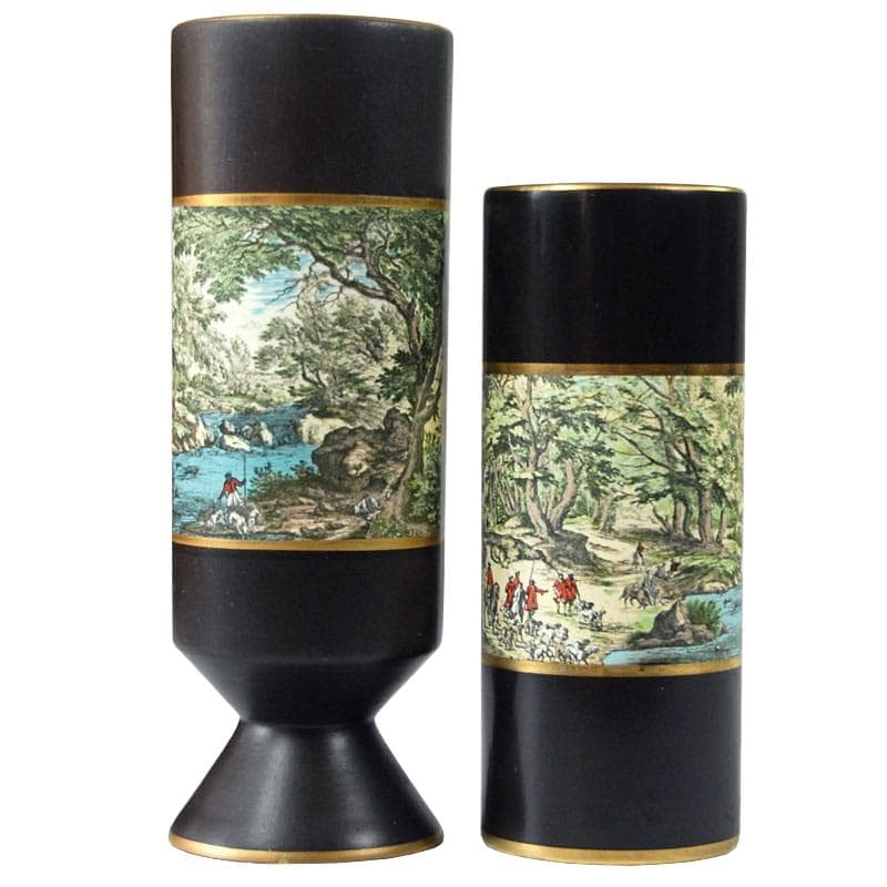 Pair of vases Colonnata, black ceramic, Italy, 1950s.