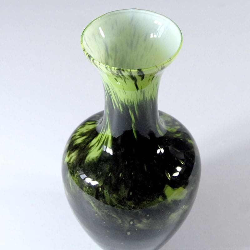 Wazon Opaline Florence, szkło zielony czarny, Empoli, Włochy, lata 60. - 323776
