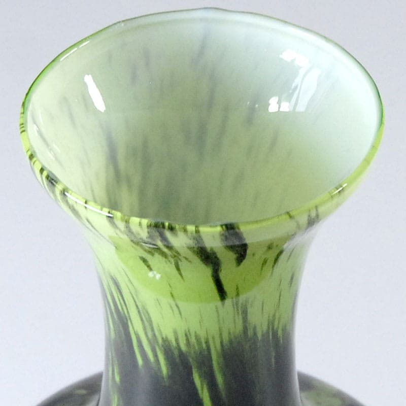 Wazon Opaline Florence, szkło zielony czarny, Empoli, Włochy, lata 60. - 323775