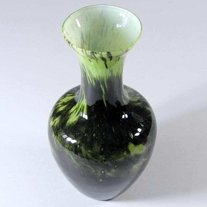 Wazon Opaline Florence, szkło zielony czarny, Empoli, Włochy, lata 60. - 323773