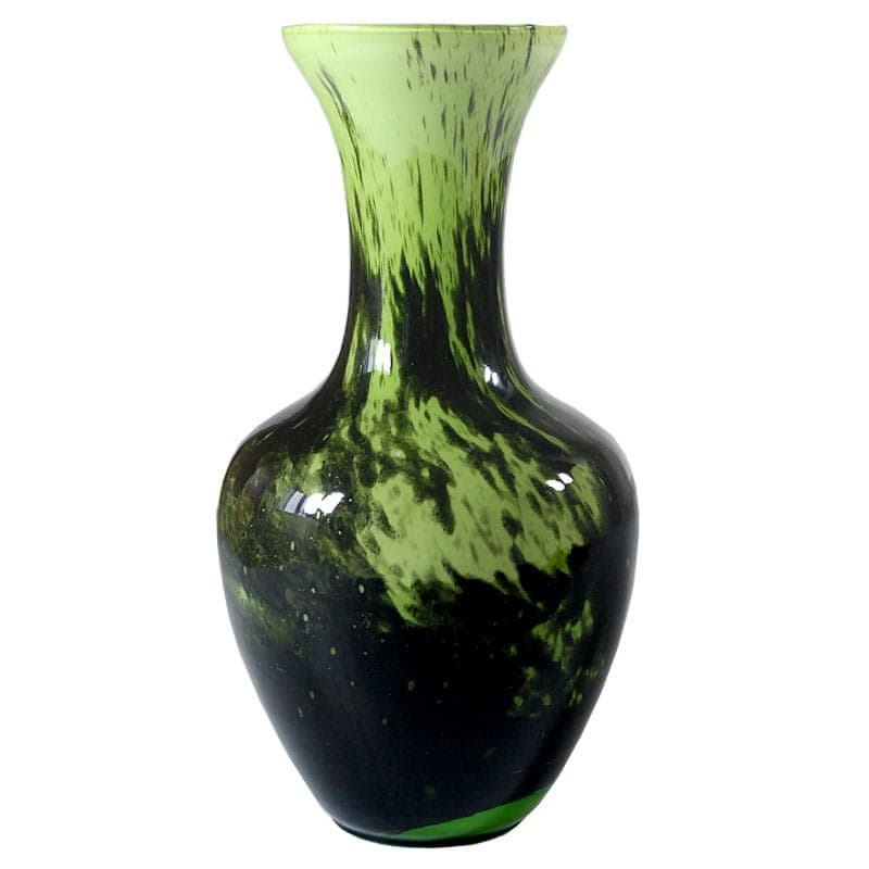 Wazon Opaline Florence, szkło zielony czarny, Empoli, Włochy, lata 60. - 323777