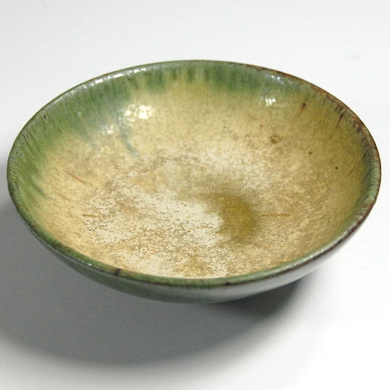 Paterka ceramiczna, zielony żółty, Roger Guerin, Belgia, lata 30. - 323755