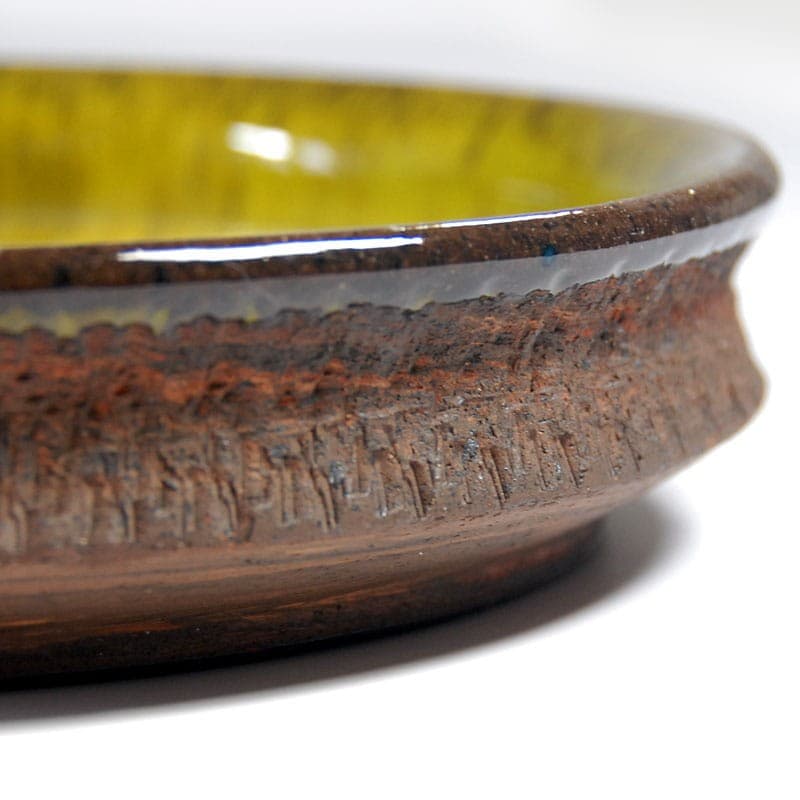 Patera ceramiczna żółta zielona brązowa, proj. E. Nielsen, Dania, lata 60. - 323752