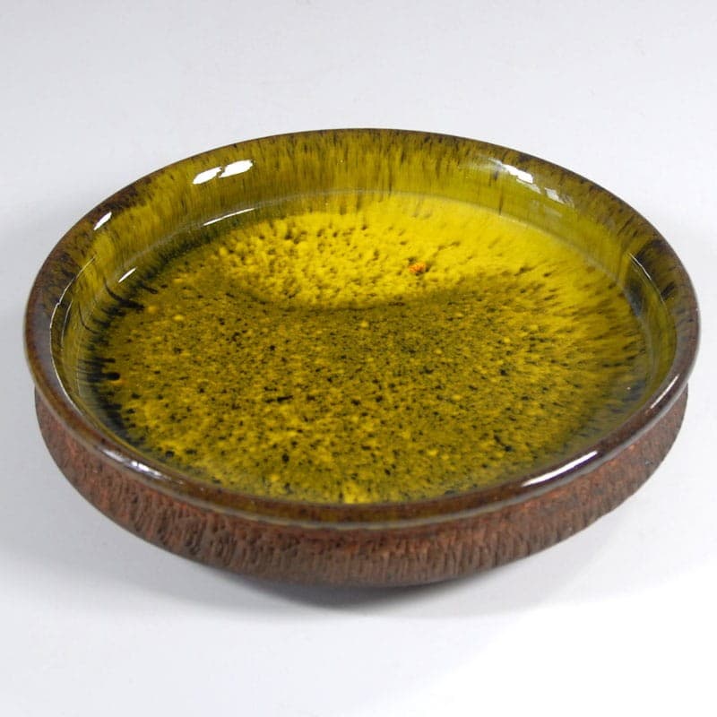 Patera ceramiczna żółta zielona brązowa, proj. E. Nielsen, Dania, lata 60. - 323749