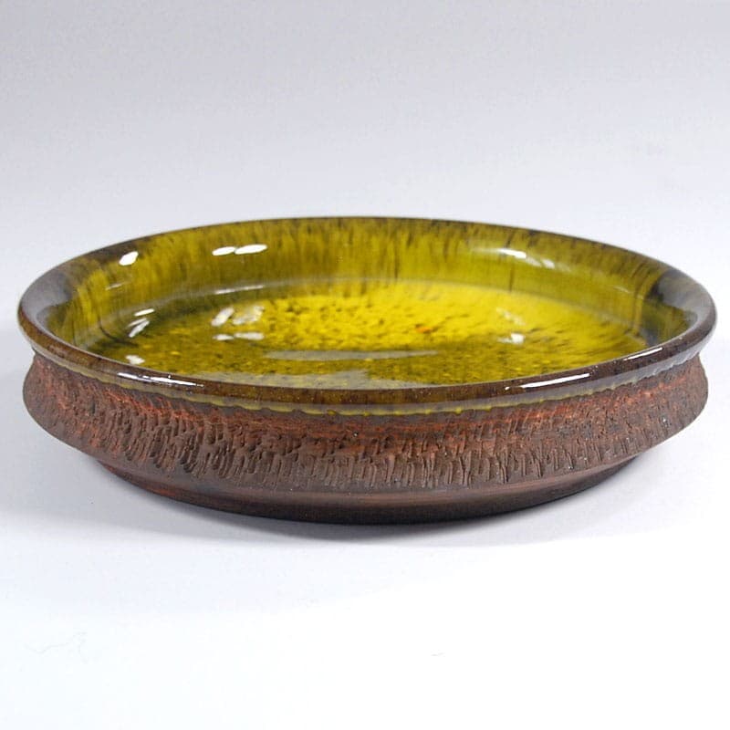 Patera ceramiczna żółta zielona brązowa, proj. E. Nielsen, Dania, lata 60. - 323750