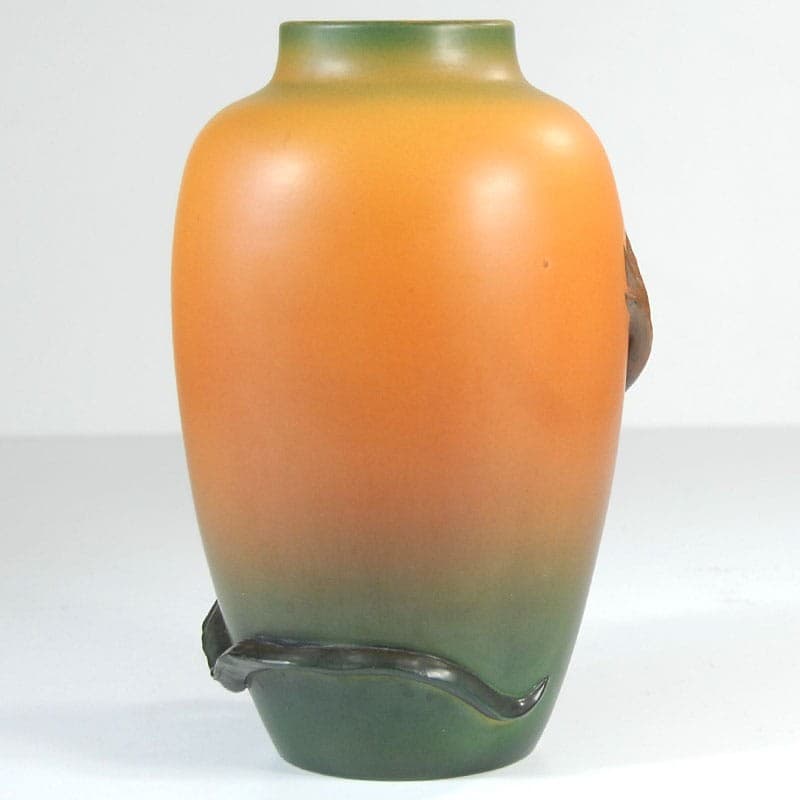 Art Nouveau vase, orange green ceramic, Ipsen, Denmark, 1920s. - 323746