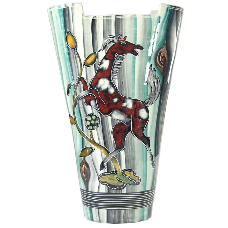 Floor Vase Sgraffito, Multicolour Ceramic, Italy, 1960s.
