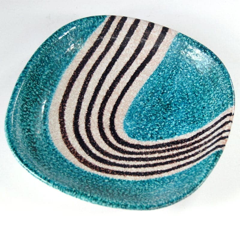 Ceramic centerpiece, blue white black, by A. Bagni, Italy, 1960s. - 323708